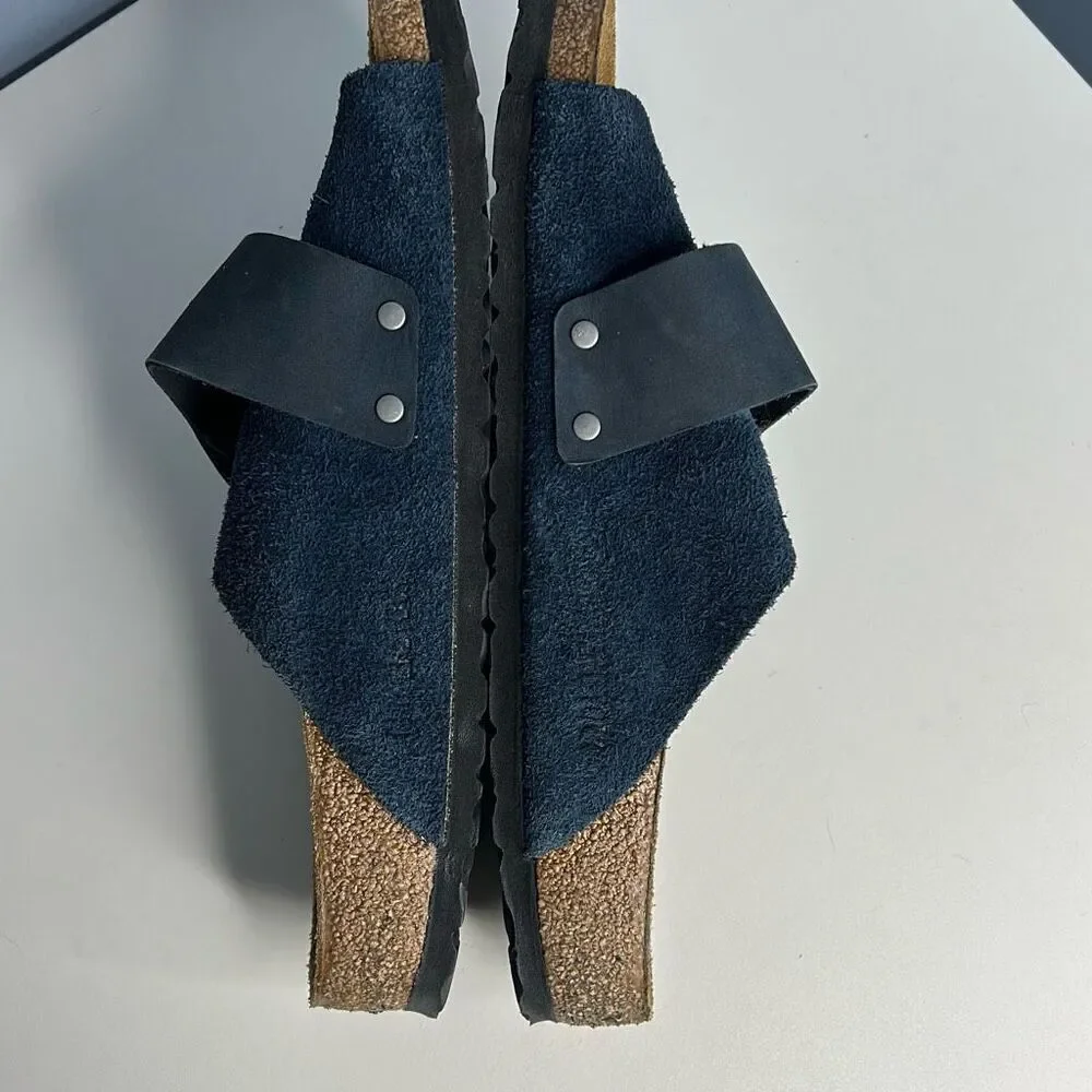 Birkenstock Kyoto Nubuck Leather Sandal Navy Sz 42 Unisex